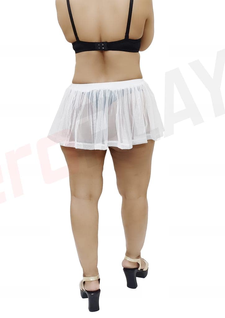 Girls and Women Casual, Beach, Swim, Honeymoon and Club Wear Transparent White See Through Micro Skirt view 2
