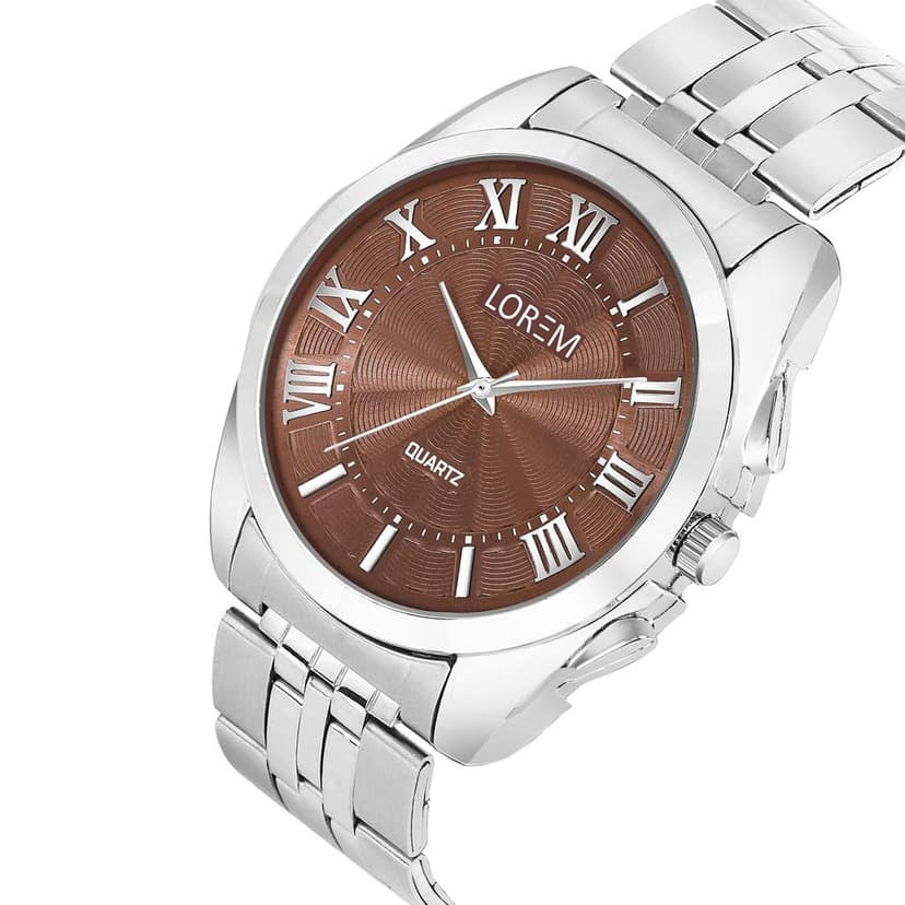 LOREM Black 3D Roman Stainless Steel Analog Watch for Men LR125-UF view 4