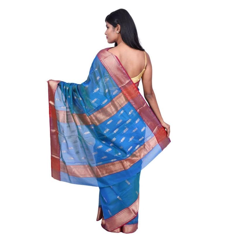 HANDLOOM CHANDERI SAREE- MERCERISED(COTTON+SILK MIX) WITH BLOUSE (SKU - 1SC202080620 SAREE- 83) view 4