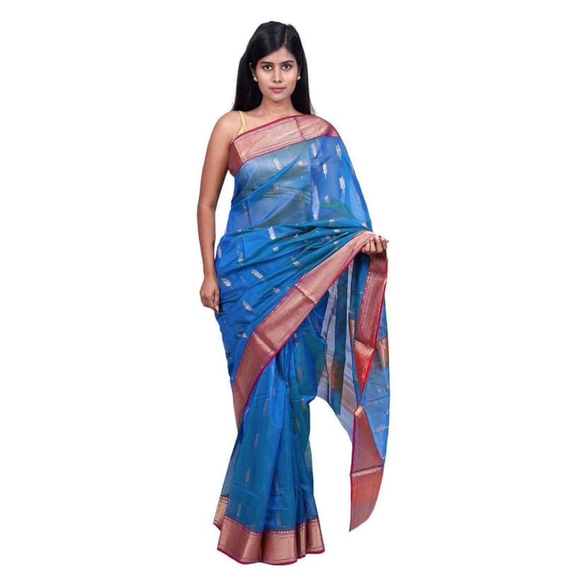 HANDLOOM CHANDERI SAREE- MERCERISED(COTTON+SILK MIX) WITH BLOUSE (SKU - 1SC202080620 SAREE- 83) view 5