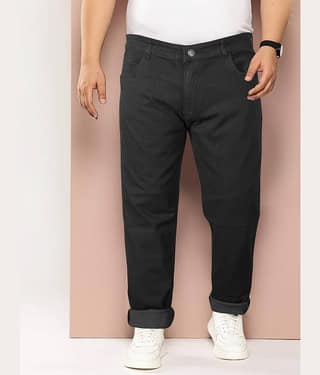 JB JUST BLACK Regular Fit Cuffed Hem Men's Jeans - Black ( Pack of 1 )