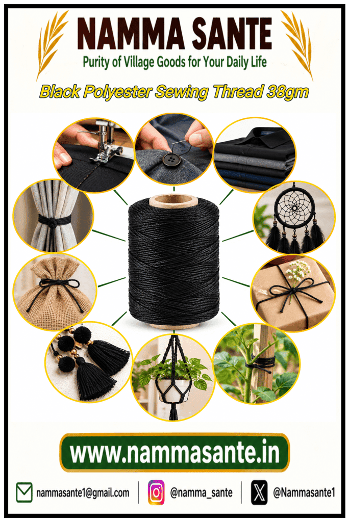 Black Polyester Sewing Thread 38gm view 3