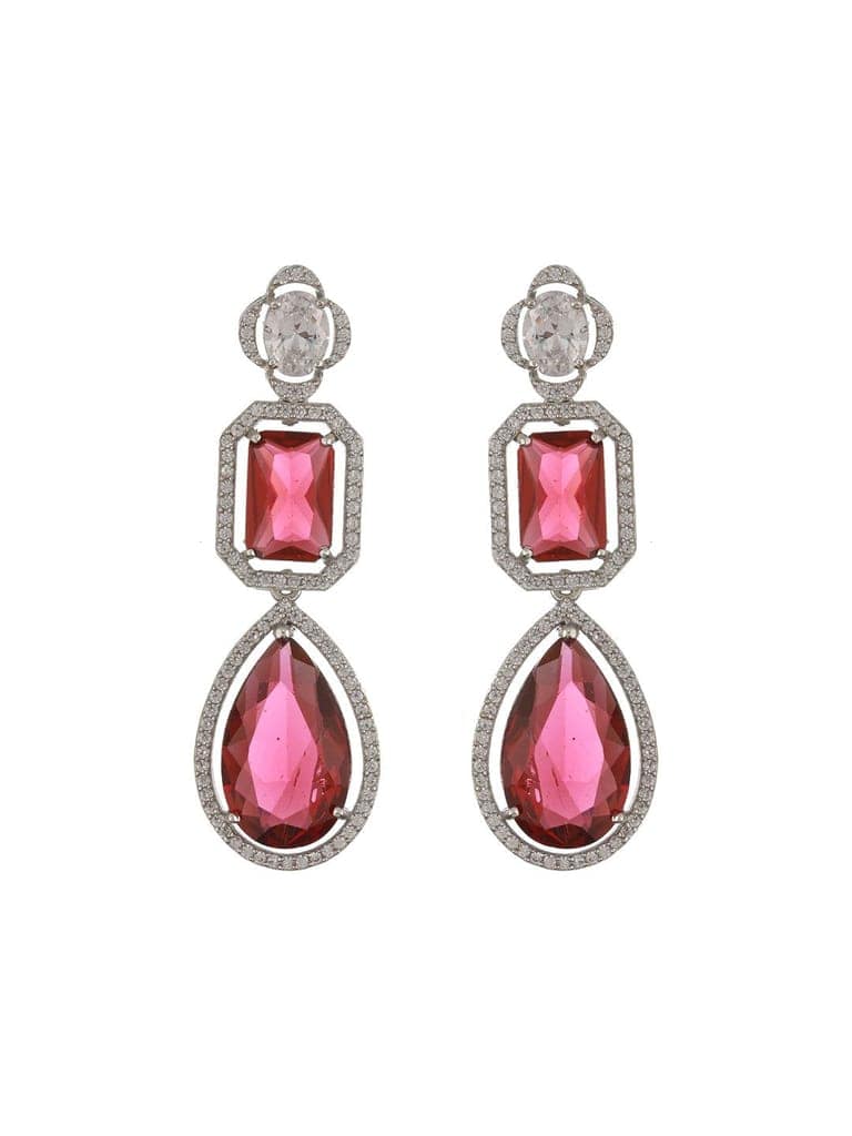 Silver Plated Red Ruby AD Studded Luxe Statement Designer Pendant Jewellery Set view 6