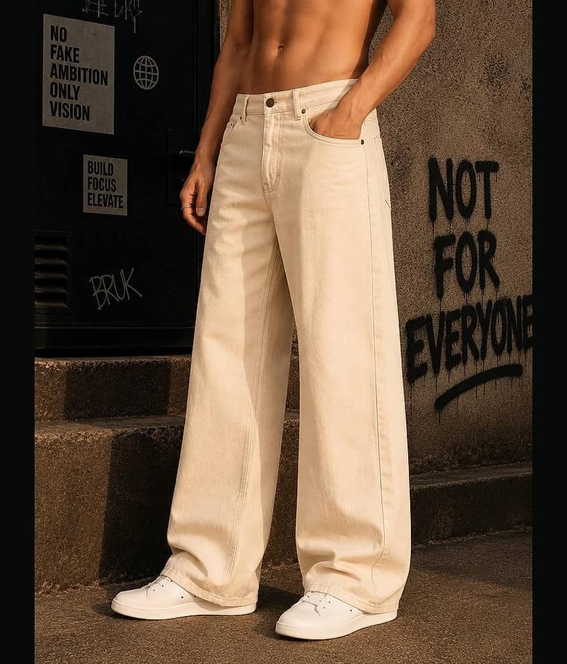 Bene Kleed Solid Men's Jeans - Off-White ( Pack of 1 ) view 3