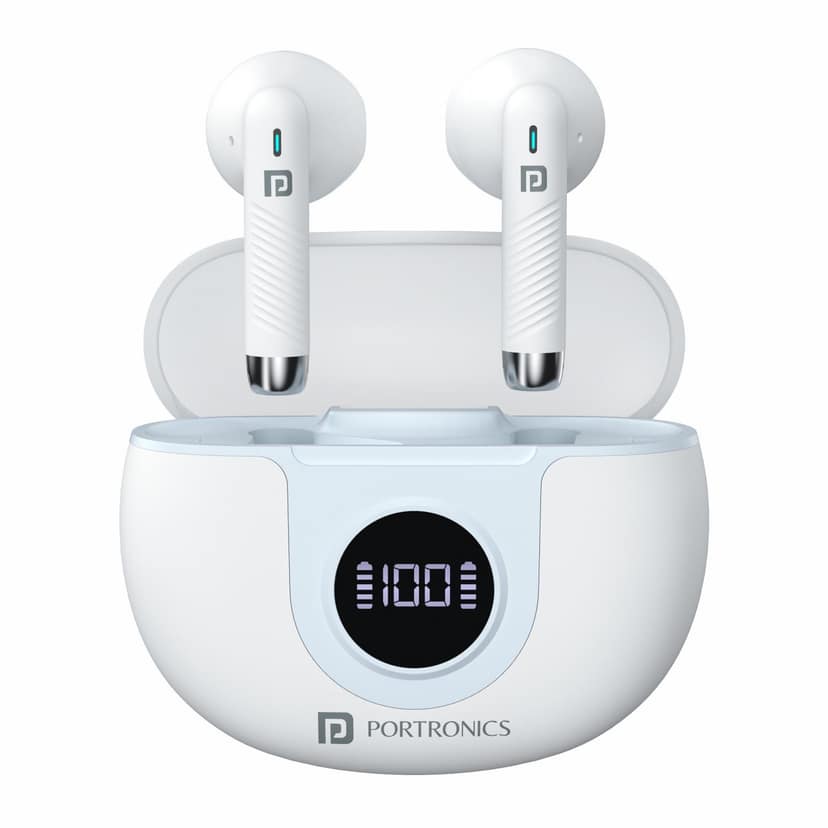 Portronics Harmonics Twins S8, Bluetooth Earbuds - White