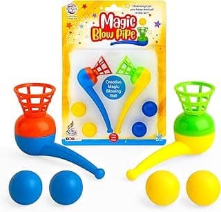 Magic Blow Pipe Set of 2 Floating Ball Creative Magic Blowing Ball Toy Party Game for Kids & Adults