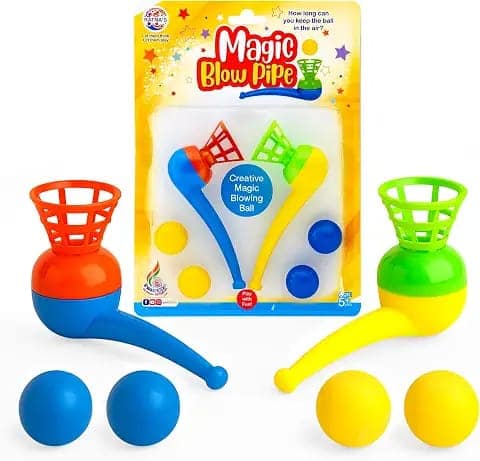 Magic Blow Pipe Set of 2 Floating Ball Creative Magic Blowing Ball Toy Party Game for Kids & Adults view 2