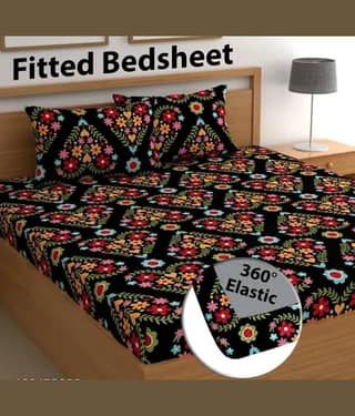 Decent Home Blue Cotton 1 Double Bedsheet with 2 Pillow Covers ( 225 cm x 225 cm )