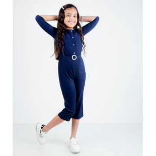 Kids Cave Solid Girls Jumpsuit