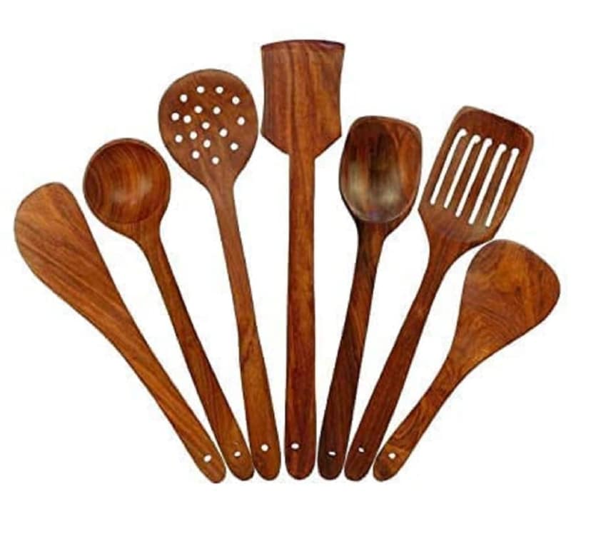 Premium Wooden Spoon Set - 7-Piece Kitchen Utensils
