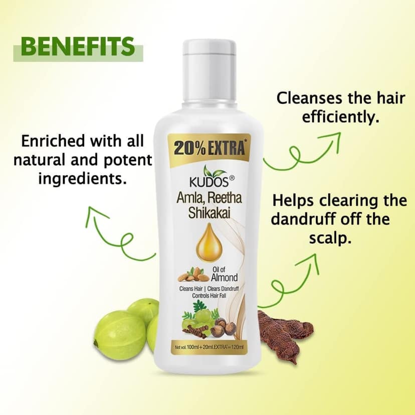Kudos Amla, Reetha, Shikakai Shampoo | 100 ML Each (Pack Of 6) view 8