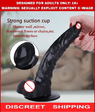 KAMVEDA PRESENT REALISTIC 9 INCH DARK BLACK PREMIUM SILICON DILDO WITH PERFECT SUCTION CUP & BIG BALLS