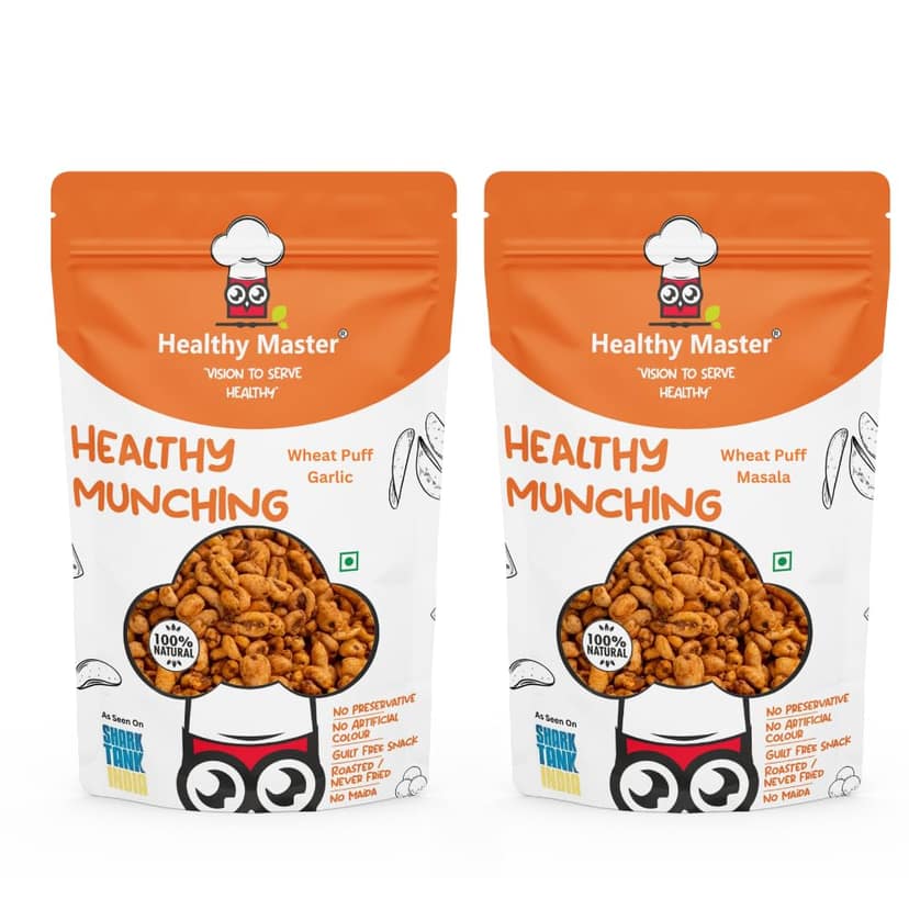 Healthy Master Wheat Lovers (Wheat Puff Masala And Wheat Puff Garlic), 150 gm Each - Pack 2