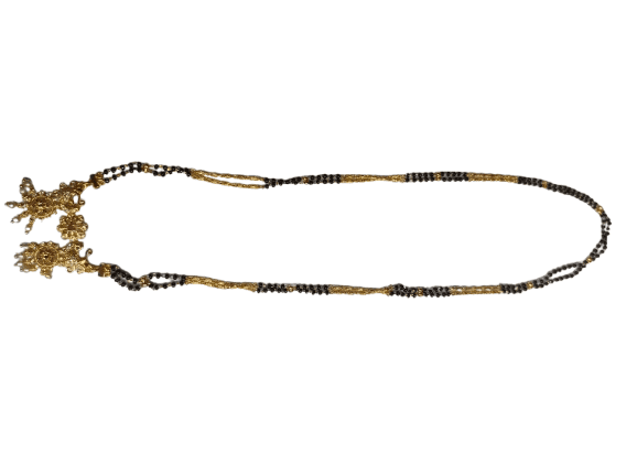 Black Beads Mangalsutra with Golden Pendant for Women view 3