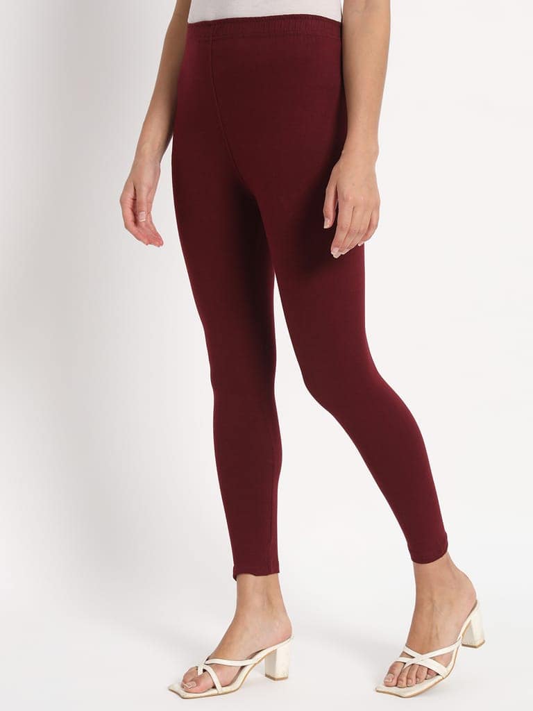 SOFT COLORS Women's Skinny Fit Ethnic Wear Ankle Length Leggings (Wine) view 8