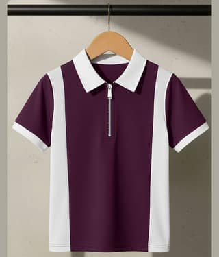 AOOSH Men Cotton Blend Regular Fit Striped Polo T Shirt ( Purple )