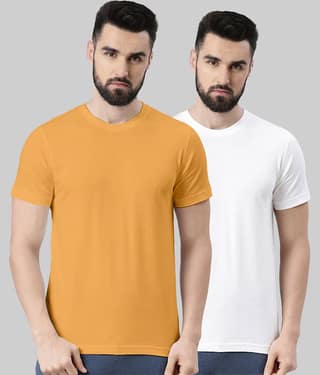 Veirdo Pack of 2 100% Cotton Regular Fit Men's T-Shirt ( Mustard )