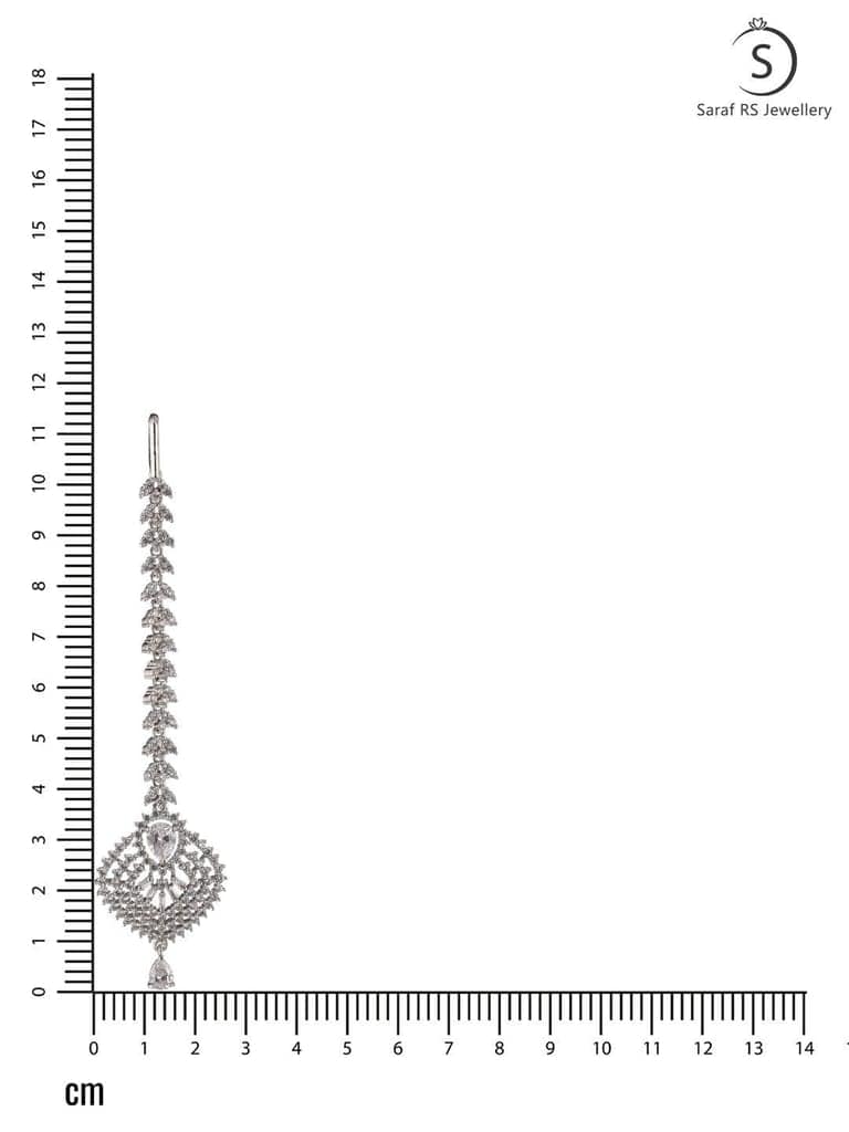 Beautiful Diamond shaped Maang Tikka AD studded Silver plated for Women & Girls view 8