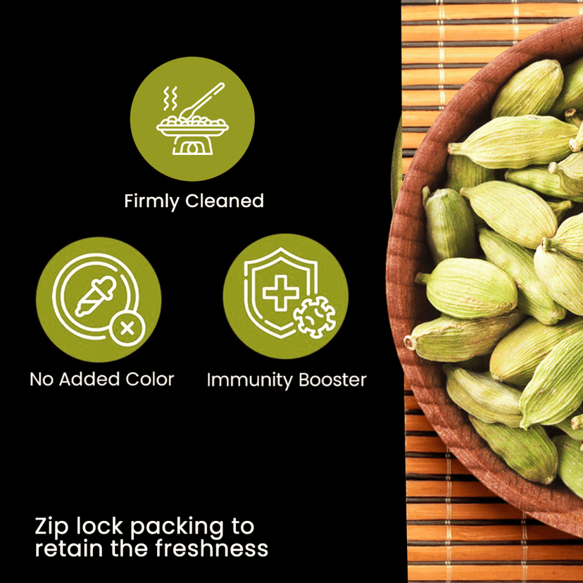 Buy Bold Green Cardamom Online India - Premium Elaichi | Phoran view 4