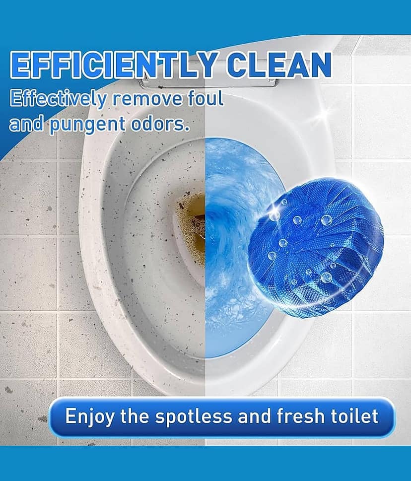 SARVASHVA TRENDS (Pack 1 - 10pc) toilet cleaners tablets, toilet cleaners, toilet flush cleaner, toilet drainage cleaner, Toilet Cleaner Tablets – Blue Flush, Long-Lasting Freshness, Stain & Germ Removal, Deodorizing WC Cleaner Blocks view 9