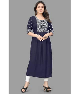 QPEEZ - Green Rayon Women's Flared Kurti ( Pack of 1 )
