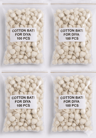 Cotton Bati for Diya - 4 packets [100 pcs each]