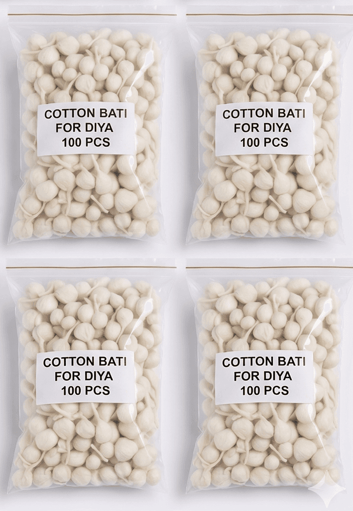 Cotton Bati for Diya - 4 packets [100 pcs each]