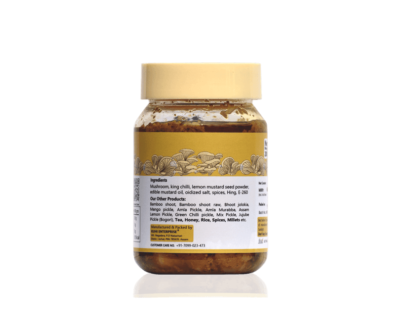 Kuhi Enterprise Oyster Mushroom Pickle made with Naga King Chilli & Assam Lemon Mushroom, Lemon, (200gm) view 2
