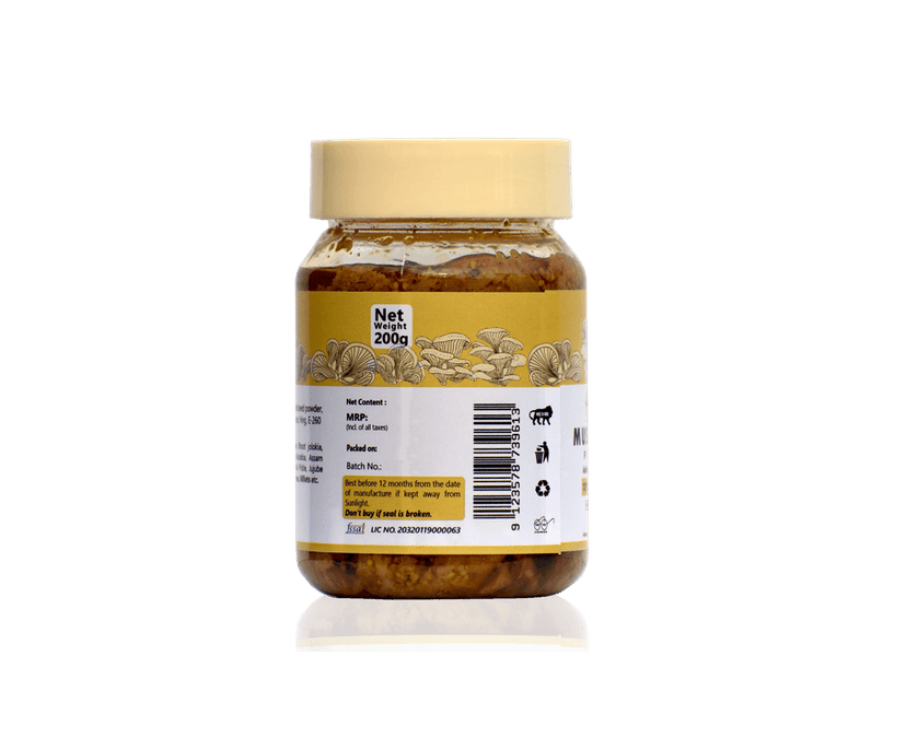 Kuhi Enterprise Oyster Mushroom Pickle made with Naga King Chilli & Assam Lemon Mushroom, Lemon, (200gm) view 3