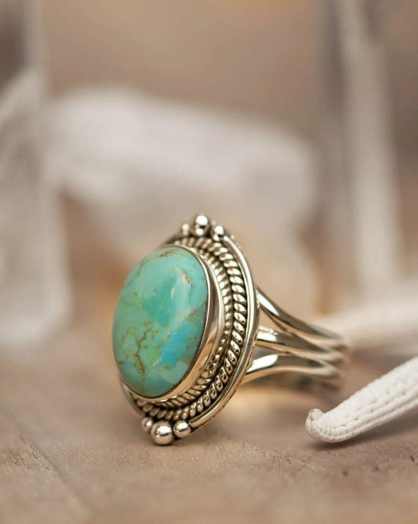 Dainty Turquoise Ring in Sterling Silver view 4