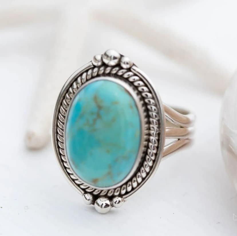 Dainty Turquoise Ring in Sterling Silver view 5