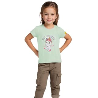 Girls T shirt Cotton Patina Green Cute Unicorn