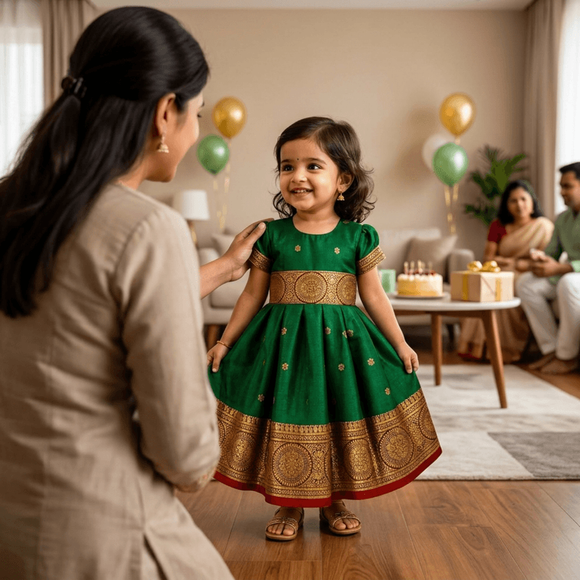 LUSTER Baby-Girls Silk Satin Mini Frock (Month 0-6, 6-12, 12-18) (0-3 Months, Green) view 3