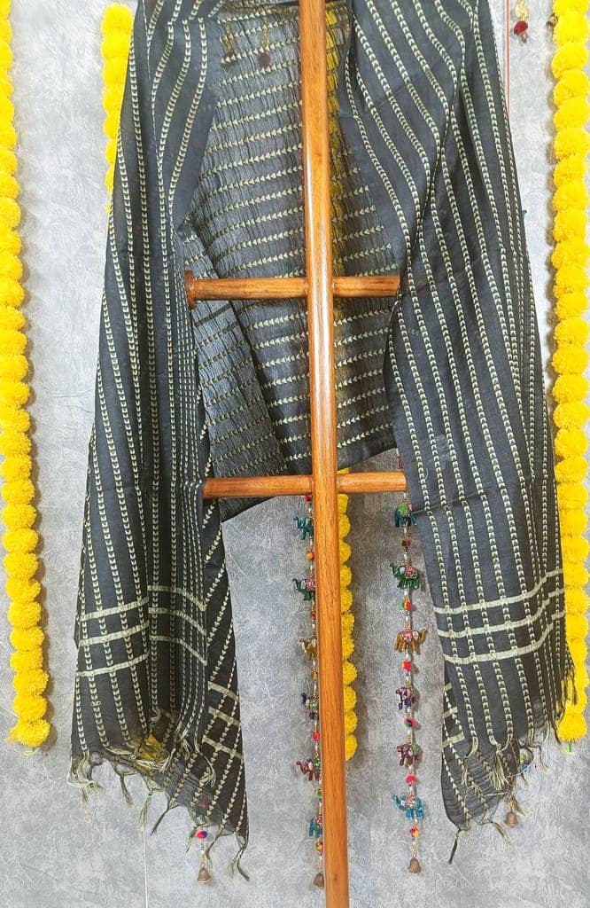 Katan Silk Banarasi Brocade Dupatta Black Color-1390 view 3