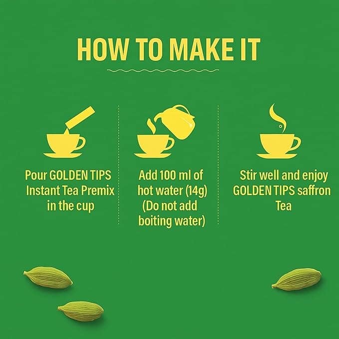 Golden Tips All-in-1 Instant Premix Cardamom Tea, 14g Per Serve, Quick & Easy To Make Elaichi Chai, 10 Sachets view 6