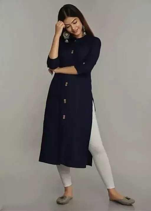 MANMAYEE Indian Tunic Top Women's Rayon Button in Front Design Straight Kurti | Straight Kurti view 3