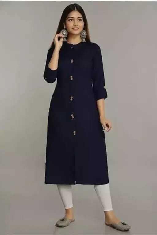 MANMAYEE Indian Tunic Top Women's Rayon Button in Front Design Straight Kurti | Straight Kurti view 5