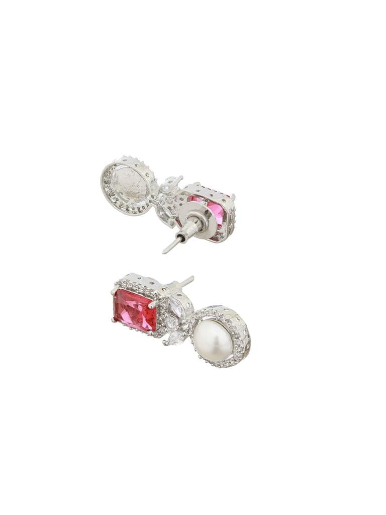 Silver Plated Red CZ Studded Pearl Beaded Minimal Locket jewellery Set view 8