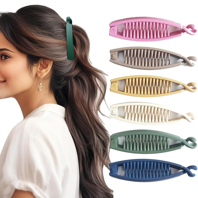 BIRDWARE Big-Size banana clips Multi Color Imported Rubber Acrylic Material Stone Banana Hair Clips For Women (Multi Colour) | Hair Clutchers | banana clips (Pack of 6) 27 BIRDWARE Big-Size banana clips Multi Color Imported Rubber Acrylic Material Stone