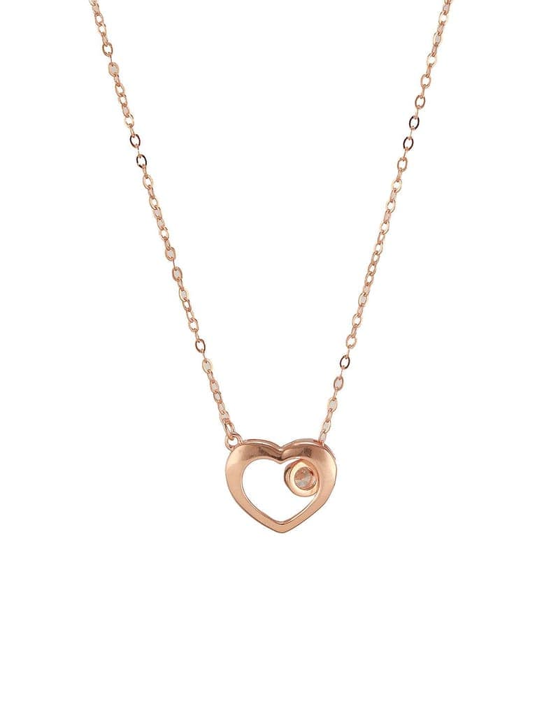 925 Sterling Silver Rose Gold Plated Minimal Charms Heart Pendant Necklace & Chain view 6