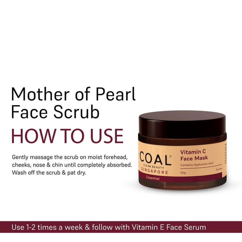 COAL Clean Beauty Mother of Pearl Face Scrub For Women | Mother of Pearl Powder, Kaolin, Cucumber Extract, Jojoba Oil & Vitamin E | Exfoliates Face, Removes Dead Skin & Deeply Cleanses Skin | All Skin Types view 4