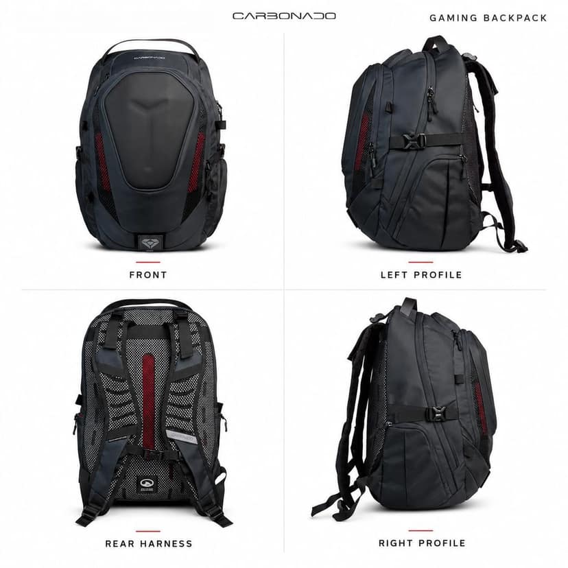 Carbonado Large Size Gaming Backpack For 17.3 Inch Laptop Backpack Compatible For Carrying Gaming Accessories With Usb Type C Charging Port (Black) view 3