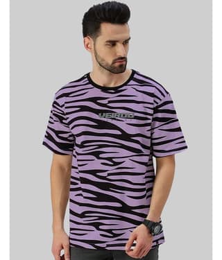 Veirdo Pack of 1 100% Cotton Oversized Fit Men's T-Shirt ( Purple )