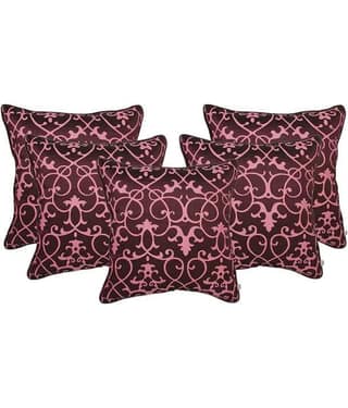 Zubix Purple & Pink Polyester Cushion Covers Set Of 5
