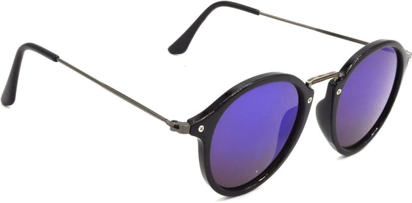 HRINKAR Unisex Round Sunglasses Grey & Brown Frame, Violet & Brown Lens (Medium) - Pack of 2 view 6