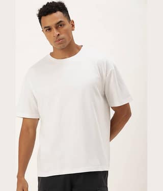Bene Kleed Men Drop-Shoulder Sleeves Oversized Pure Cotton T-shirt