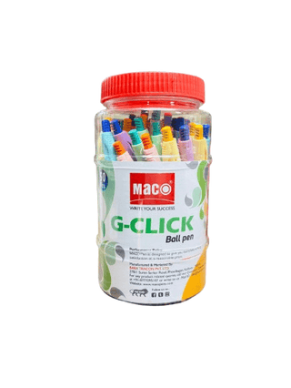 Maco G-Click Ballpoint Pens Jar| Retractable Mechanism| Comes in Classy pastel colors | Blue Ink Pack Of 50