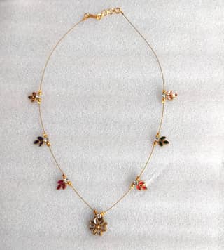 Invisible Floral Leaf Necklace with Colorful Enamel (Light weight Invisible chain)