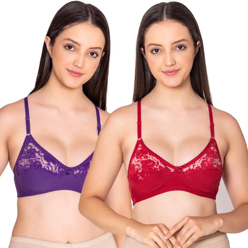 Bodycare polycotton wirefree adjustable straps designer net cup non padded bra-1535BB