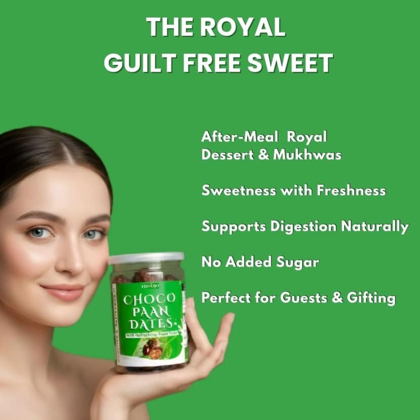 FIDVOJO Luxury Choco Paan Stuffed Dates � Banarasi Paan Filled Premium Dates with Dark Chocolate Coated | Guilt-Free Healthy Mithai & After-Meal Mukhwas (Refreshing Mouth Freshener) | 250g view 3